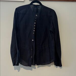 Pas de Calais Black Button-Up linen cotton shirt
